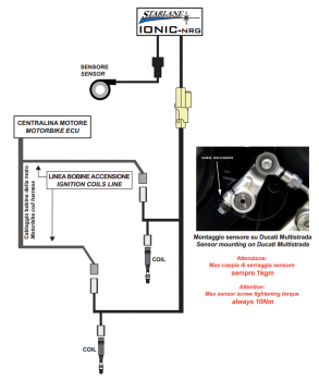 Starlane Schaltautomat Quickshifter IONIC für Ducati 1098 S und R ab 2007 mit Plug-in Adapterkabel und dynamischer Unterbrechungszeit with plug-in adapter