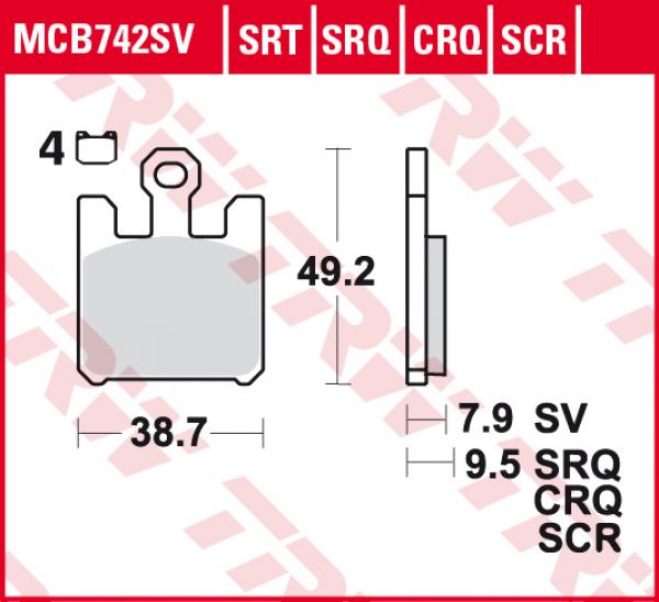 TRW Lucas Racing Bremsbelag MCB 742 CRQ Hyper Carbon