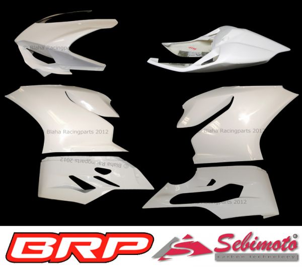 Ducati Panigale 1199 2012 bis 2014 Sebimoto Rennverkleidung 5 teilig und Höcker offen Fairing 5 parts and tailsection open in GFK