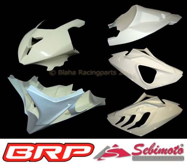 BMW S 1000RR / 2009-2011 Sebimoto Rennverkleidung 4 tlg., Unterteil für Racing Auspuffanlage + Höcker offen (für Originalsitz) / Fairing 4 parts, lower part for racing exhaust + tailsection open (for original seat)