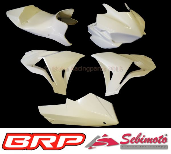 Yamaha YZF 300 R3 2015-2018 Sebimoto GFK Rennverkleidung 4 teilig mit Höcker geschlossene Sitzfläche Höckerplatte und Tankabdeckung Fairing